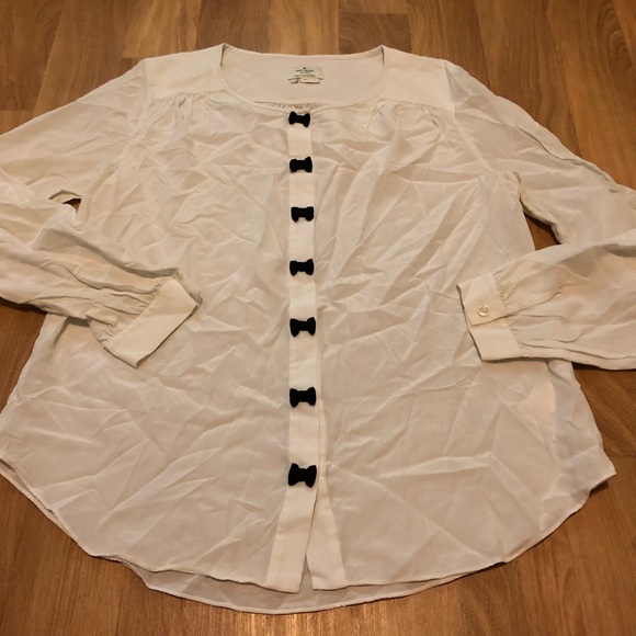 kate spade Tops - Kate Spade Bow Silk Button Down Top